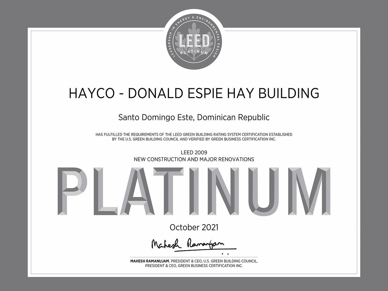 Hayco Leed Platinum